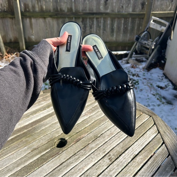 Nine‎ West Aliby Pointed Flat Mules Womens 9.5 Black Slip On Casual Shoes - Picture 6 of 7